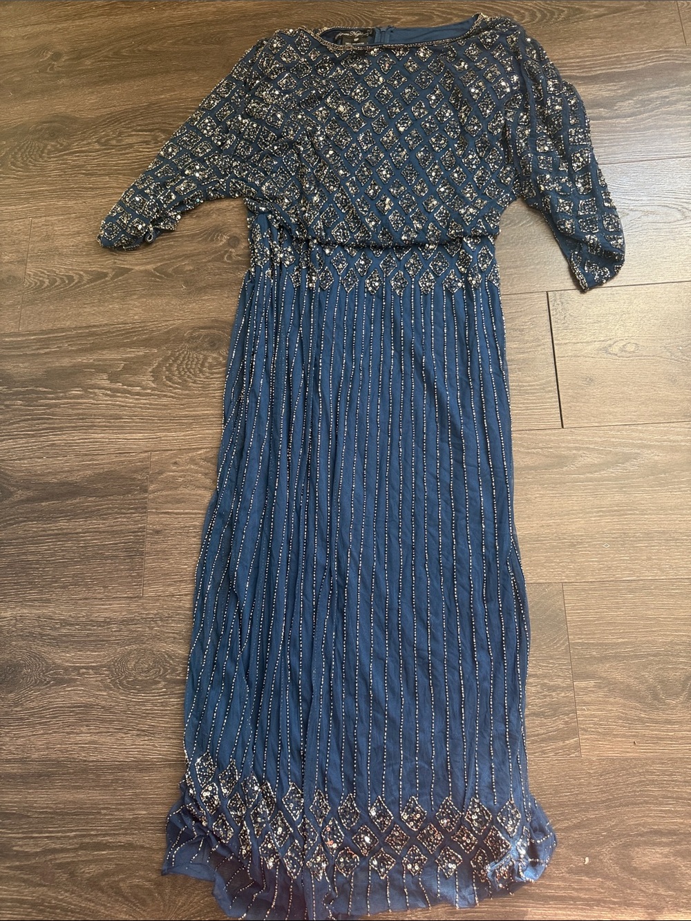 Pisarro Nights Navy Blue Embellished Maxi Dress